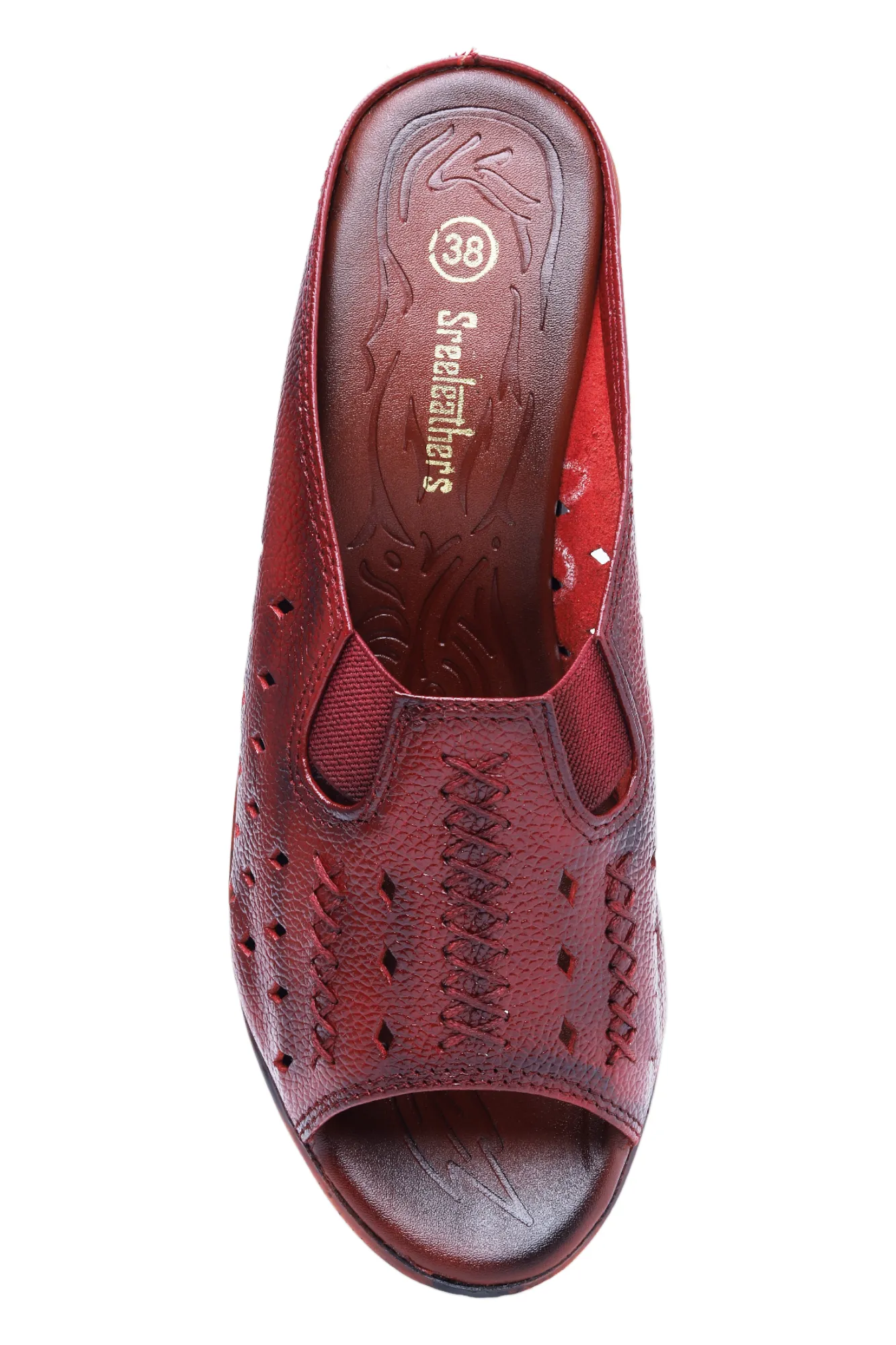 Ladies Leather Heel Mules Cut 999515