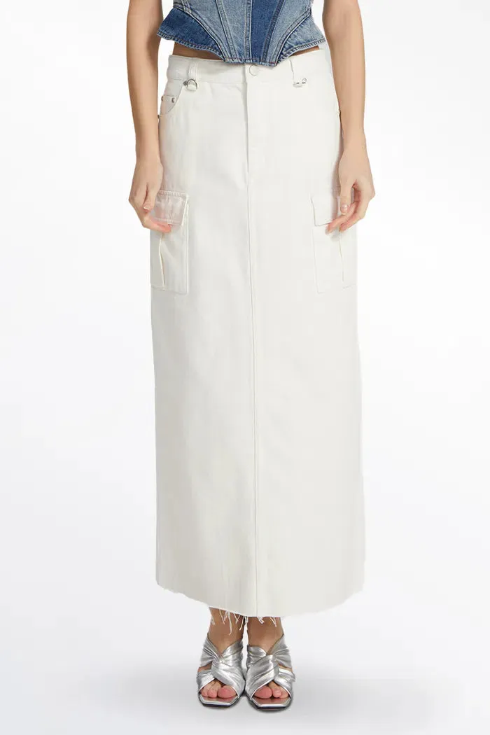 Lara Cargo Maxi Skirt in Cotton Denim