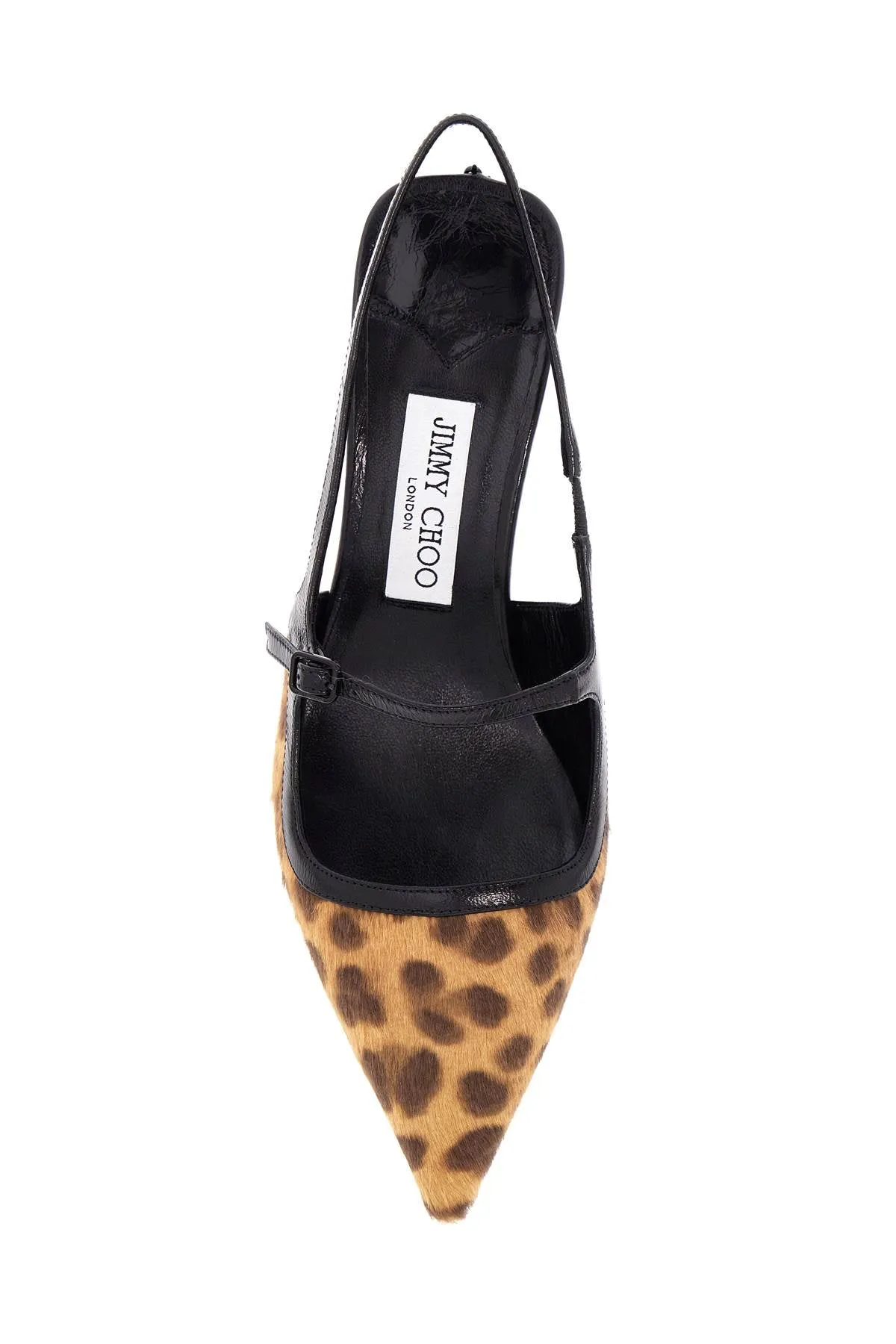 leopard print leather pumps with 45mm heel and pointed toe