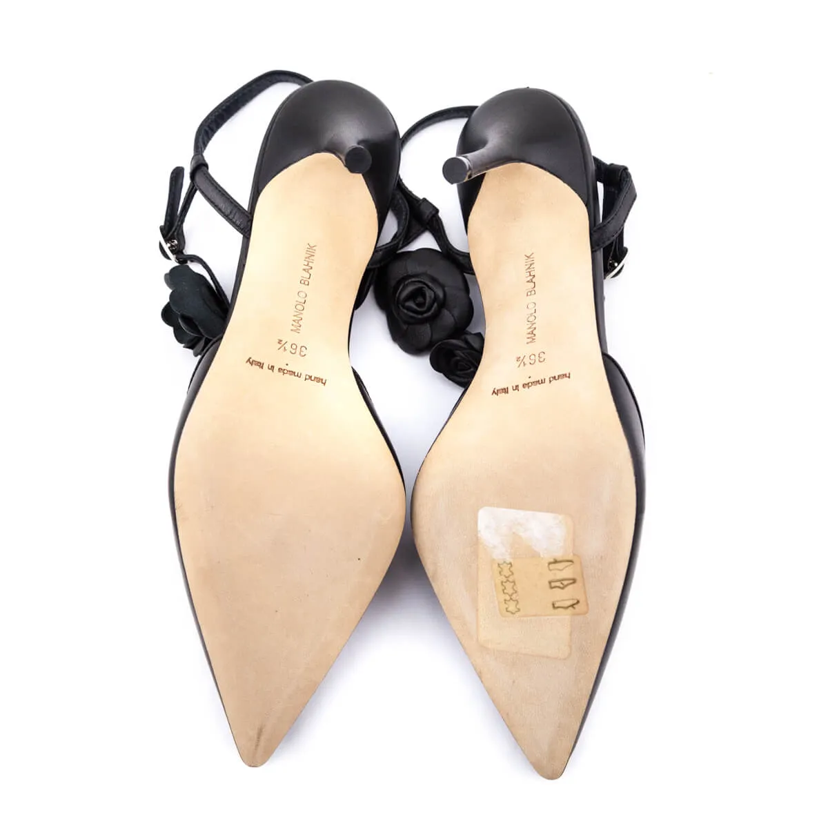 Manolo Blahnik Black Volvona Flower Pumps Size US 6.5 | IT 36.5