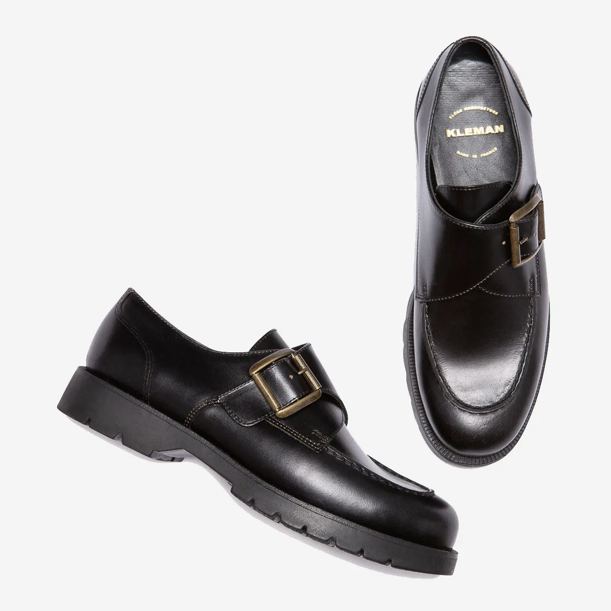 Marechal M VGT Buckle Leather Derby Shoes - Black