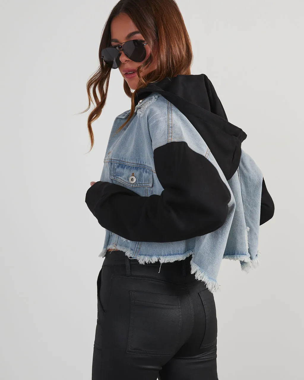 Maxed Out Denim Contrast Hooded Jacket