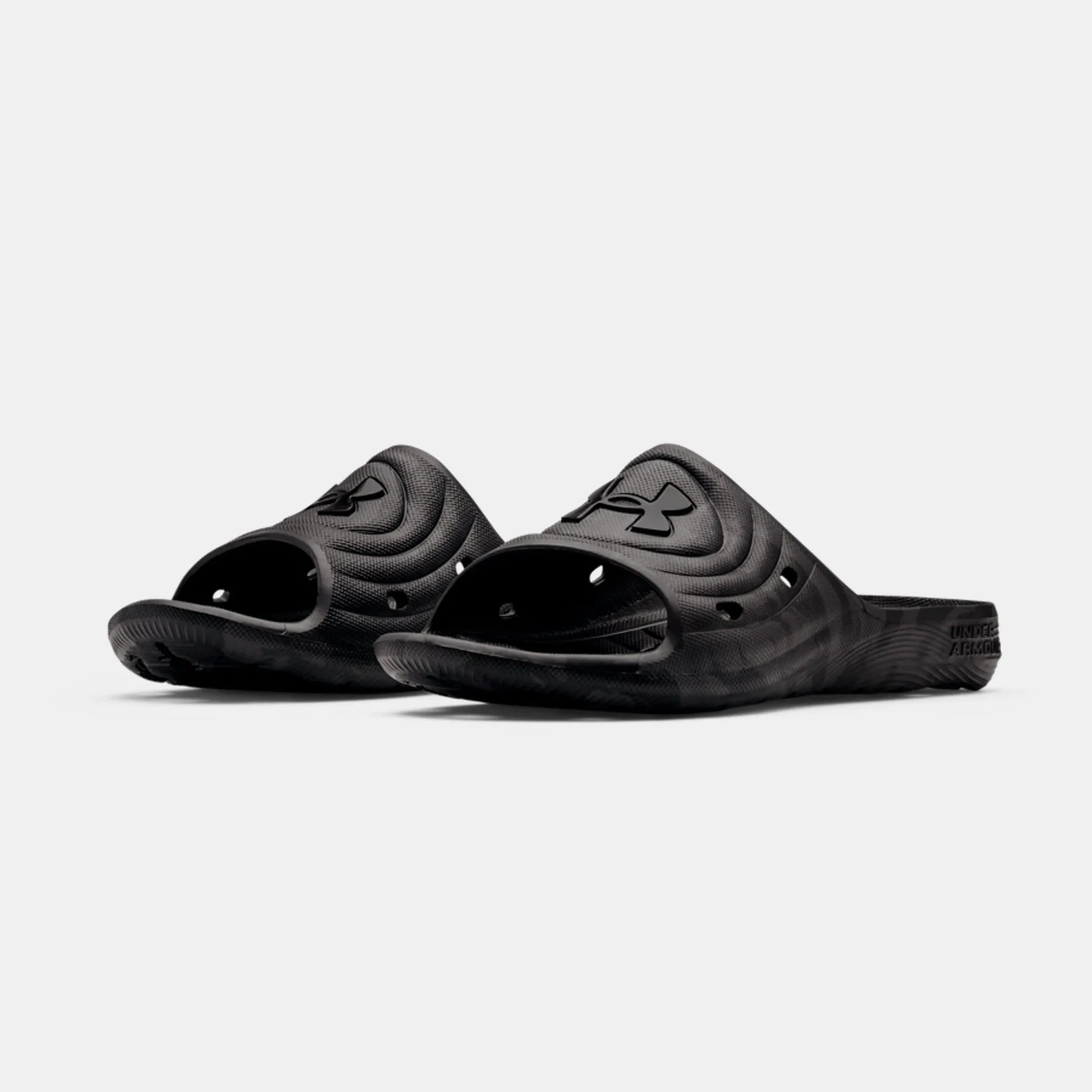 Men's Under Armour Locker IV Shower Slides (Black/Grey Camo)(3024449-002)