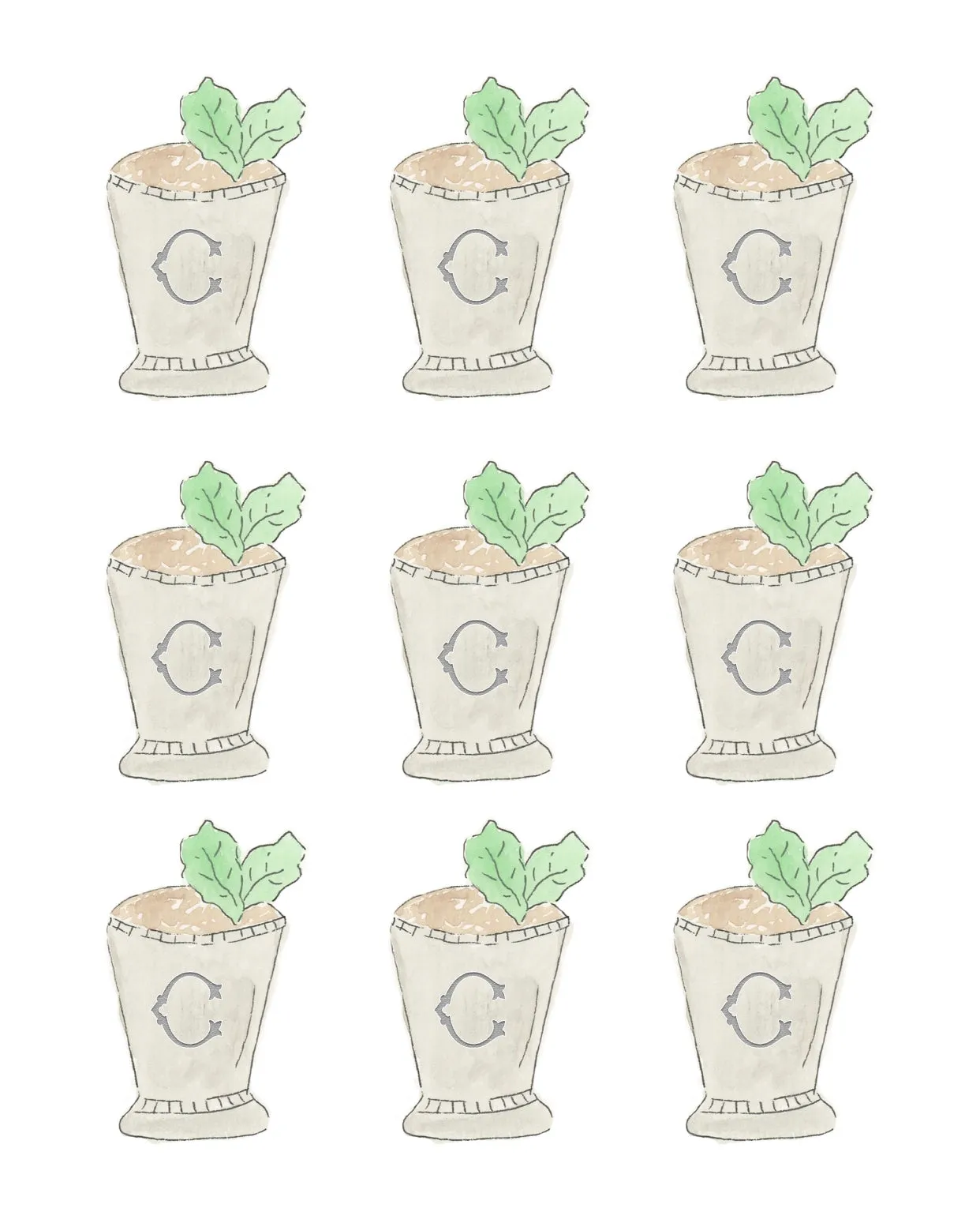 Monogrammed Julep Cupcake Toppers