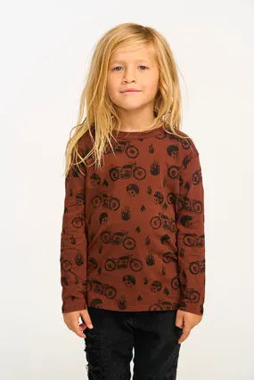 Moto Flames Longsleeve Top | Coffee