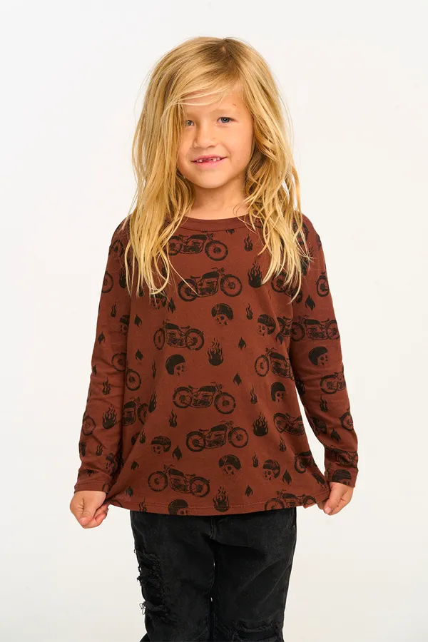 Moto Flames Longsleeve Top | Coffee