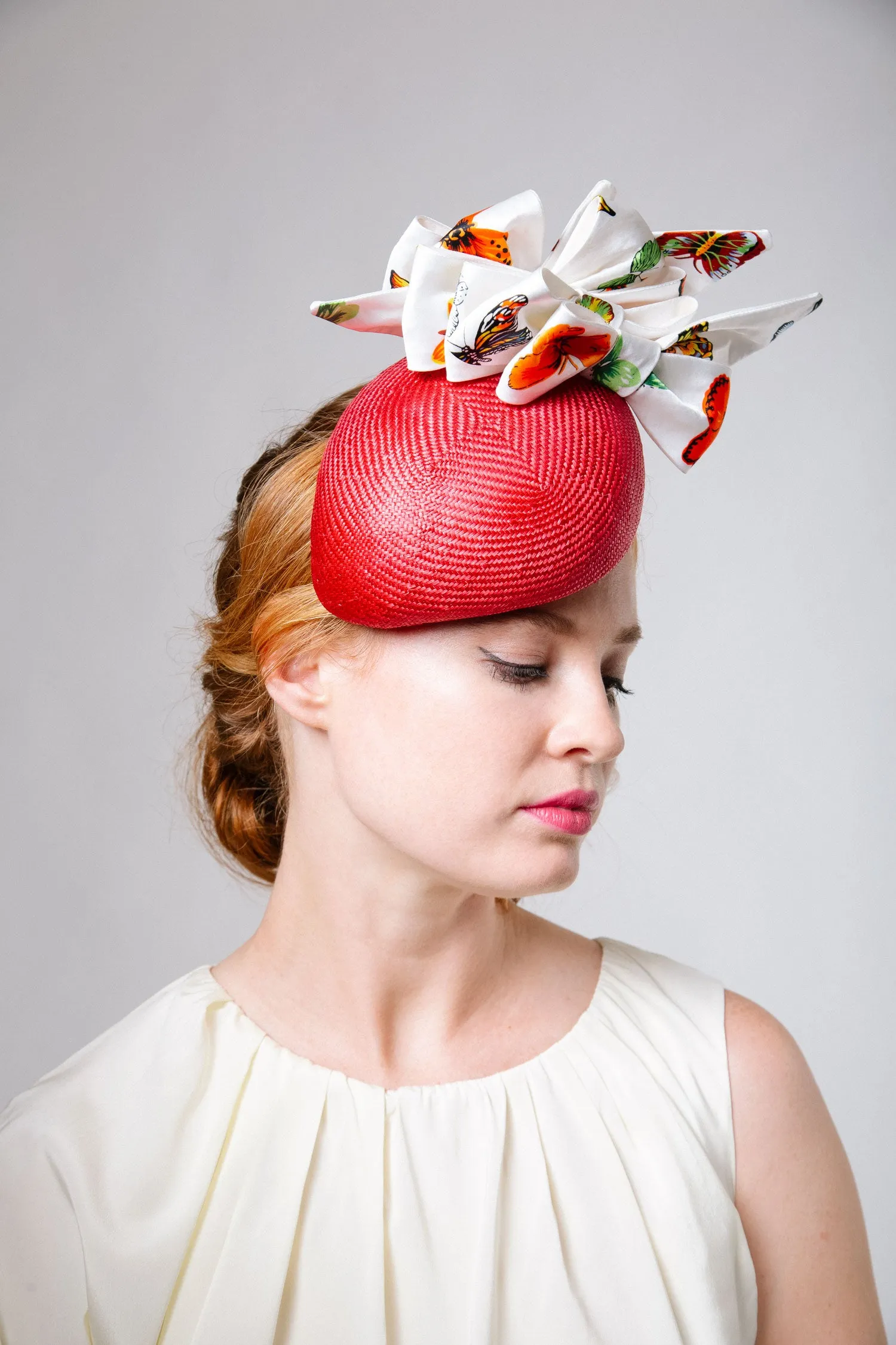 Noor: Mini Beret with Butterfly Print Bows