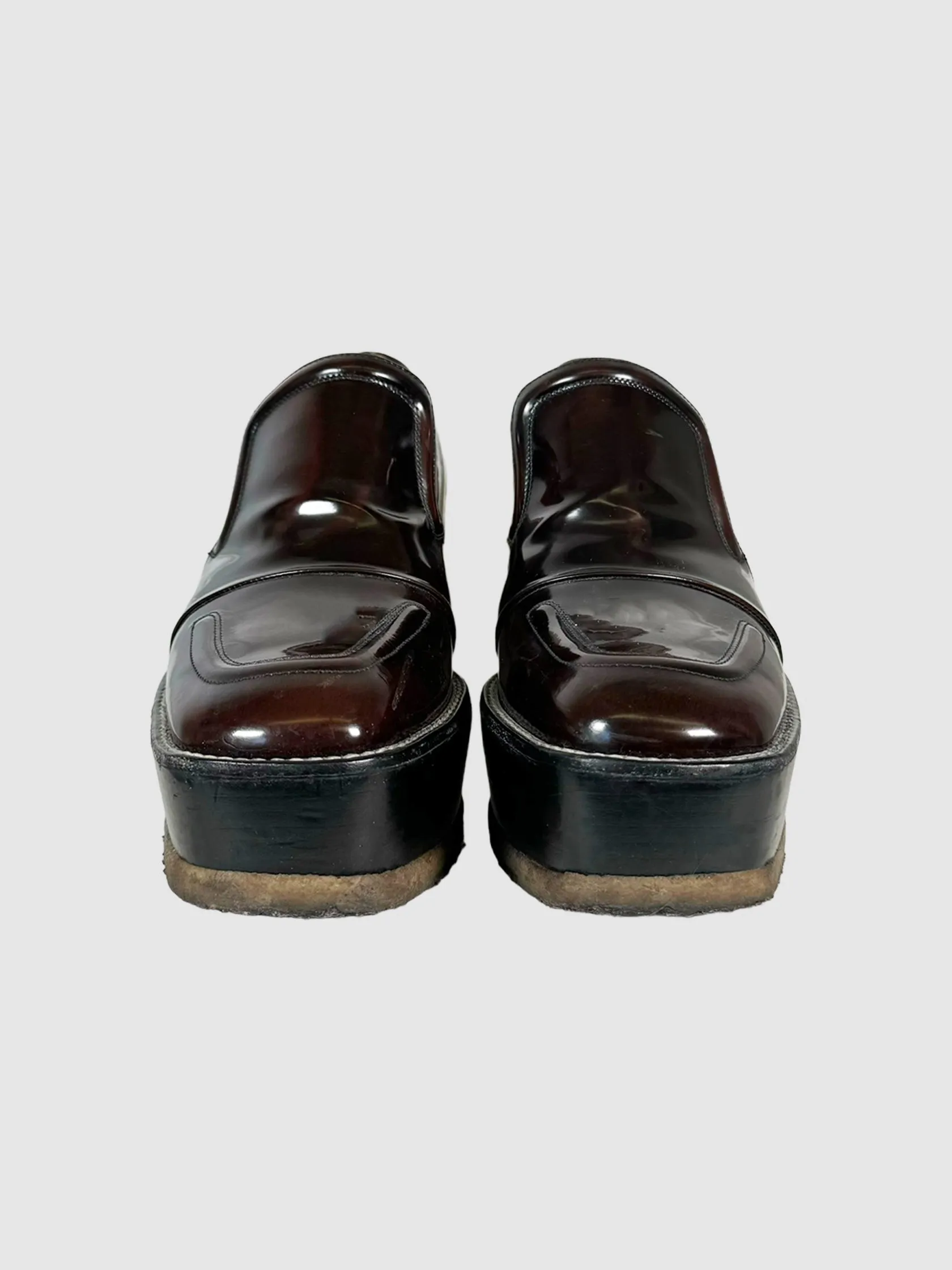 Patent Leather Platform Loafers - Size 37