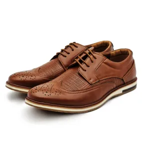 Perforated Vamp Lace Up Casual Shoes