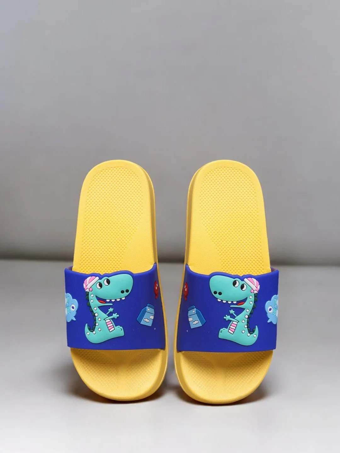 Playful Dinosaur Slides with Comfy Yellow Sole for Boys– Blue