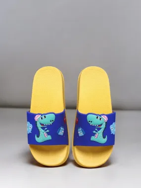 Playful Dinosaur Slides with Comfy Yellow Sole for Boys– Blue