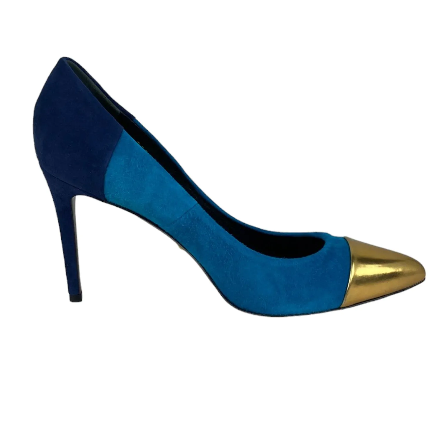 Pointed Cap Toe Pumps Suede and Leather Tricolor Size 39