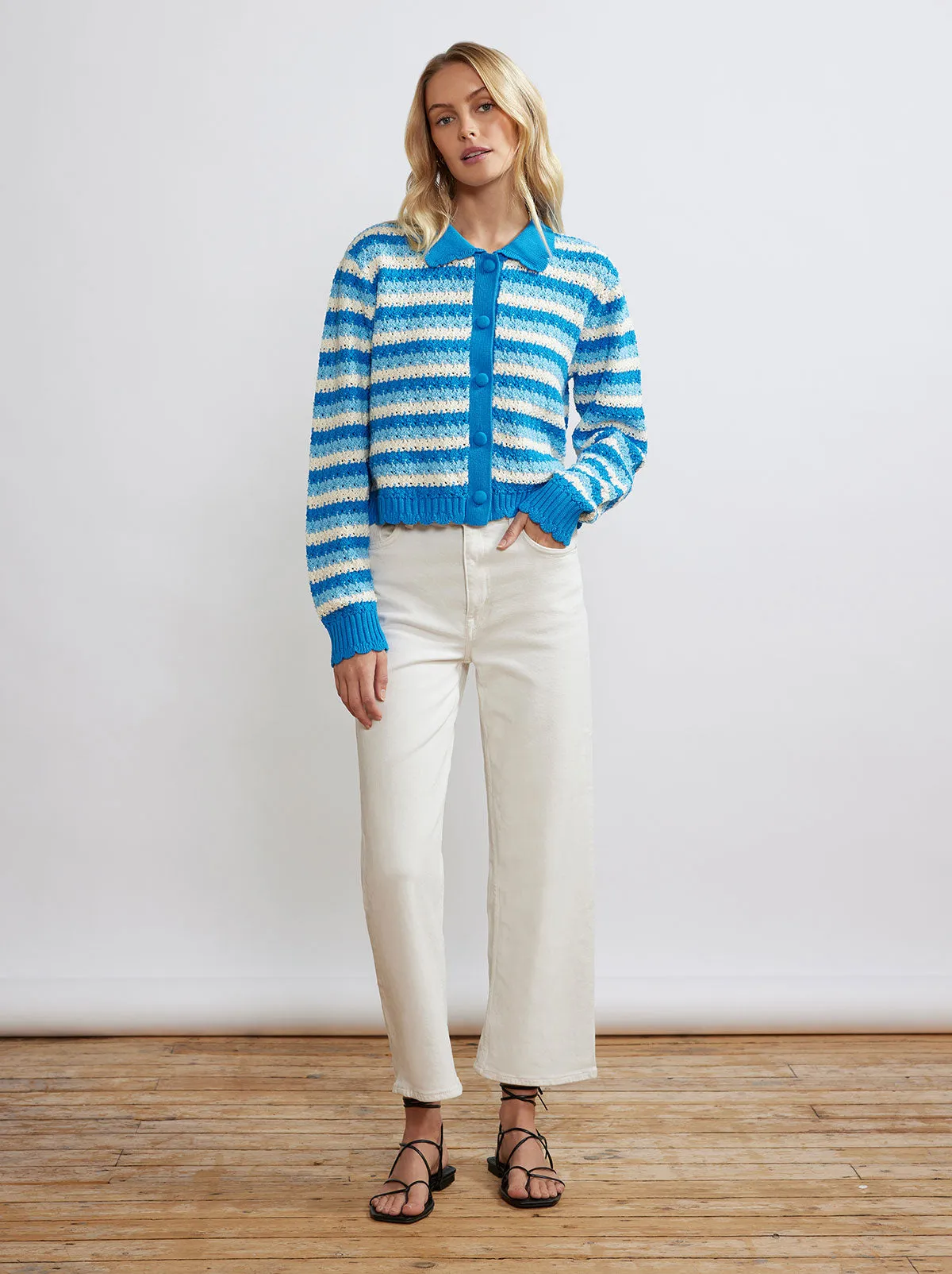 Polly Blue Stripe Knit Cardigan