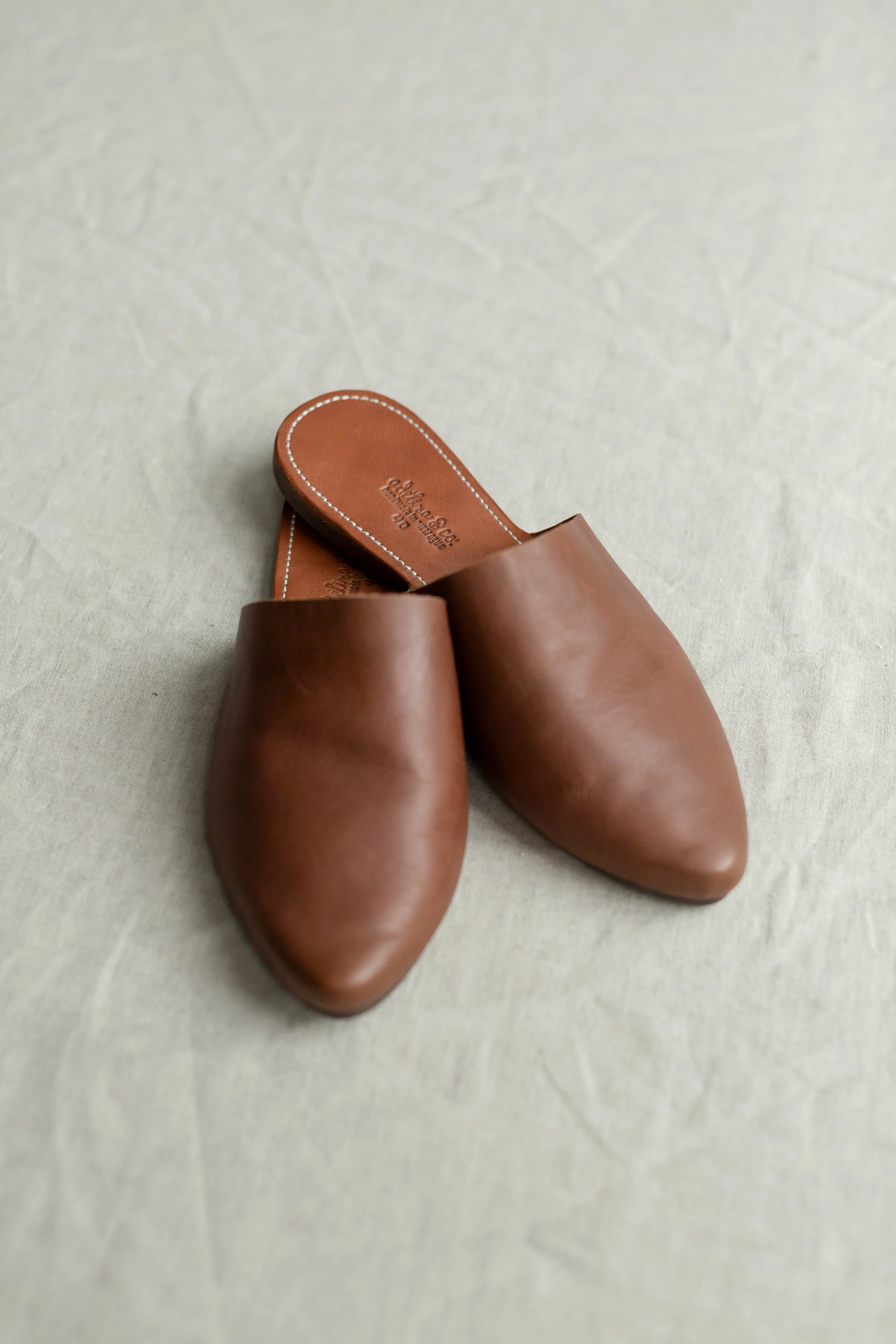 'Providence' Handmade Leather Mules in Deep Brown