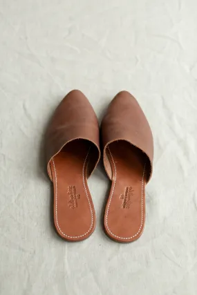 'Providence' Handmade Leather Mules in Deep Brown