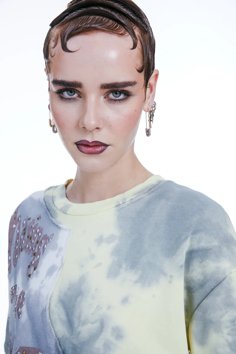 Punky Tie-Dye Short-Sleeved Sweatshirt