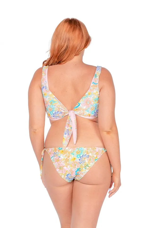 Retro Floral Tie Side Bikini Bottoms