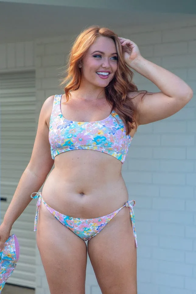 Retro Floral Tie Side Bikini Bottoms