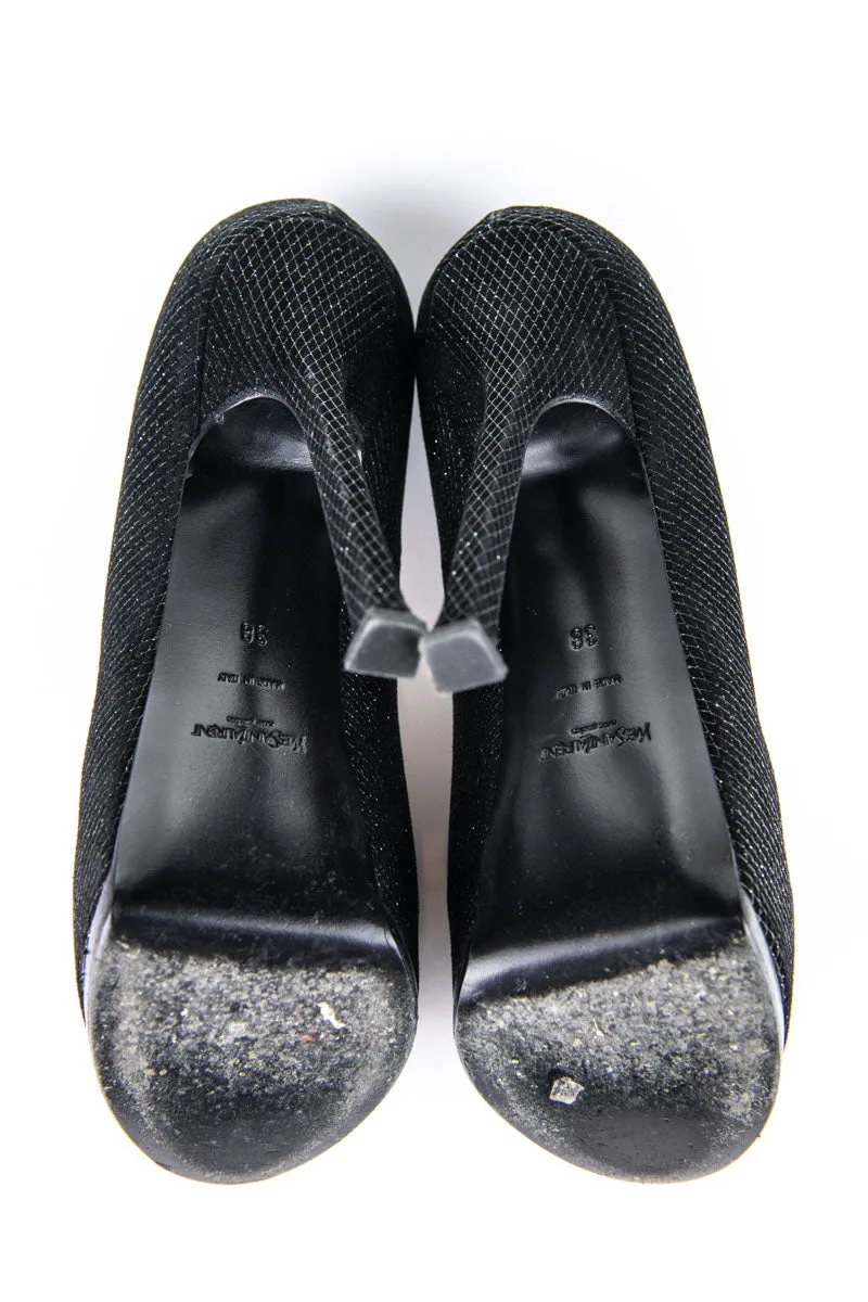 Saint Laurent Black Metallic Tribute Two Pumps Size US 8 | EU 38
