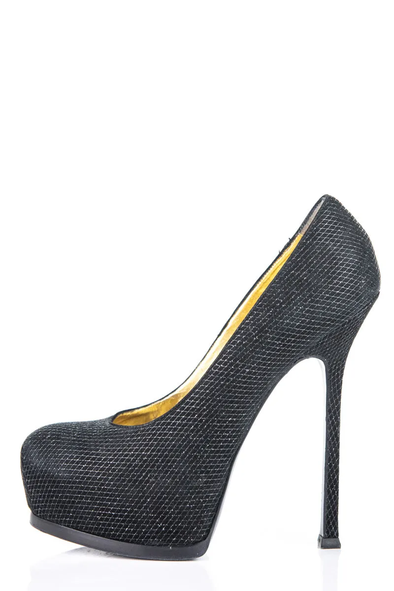 Saint Laurent Black Metallic Tribute Two Pumps Size US 8 | EU 38