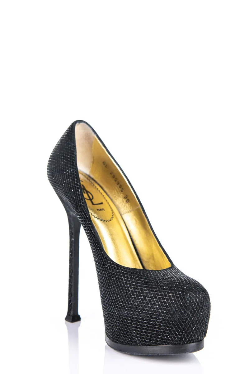Saint Laurent Black Metallic Tribute Two Pumps Size US 8 | EU 38