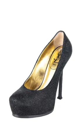 Saint Laurent Black Metallic Tribute Two Pumps Size US 8 | EU 38