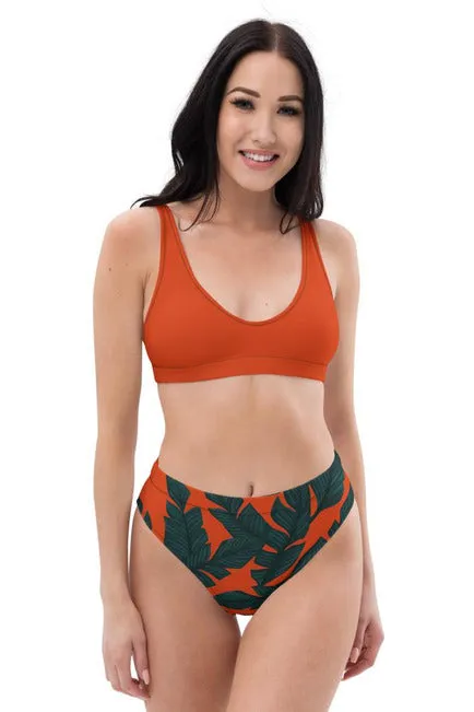 Solar Palms Recycled high-waisted bikini