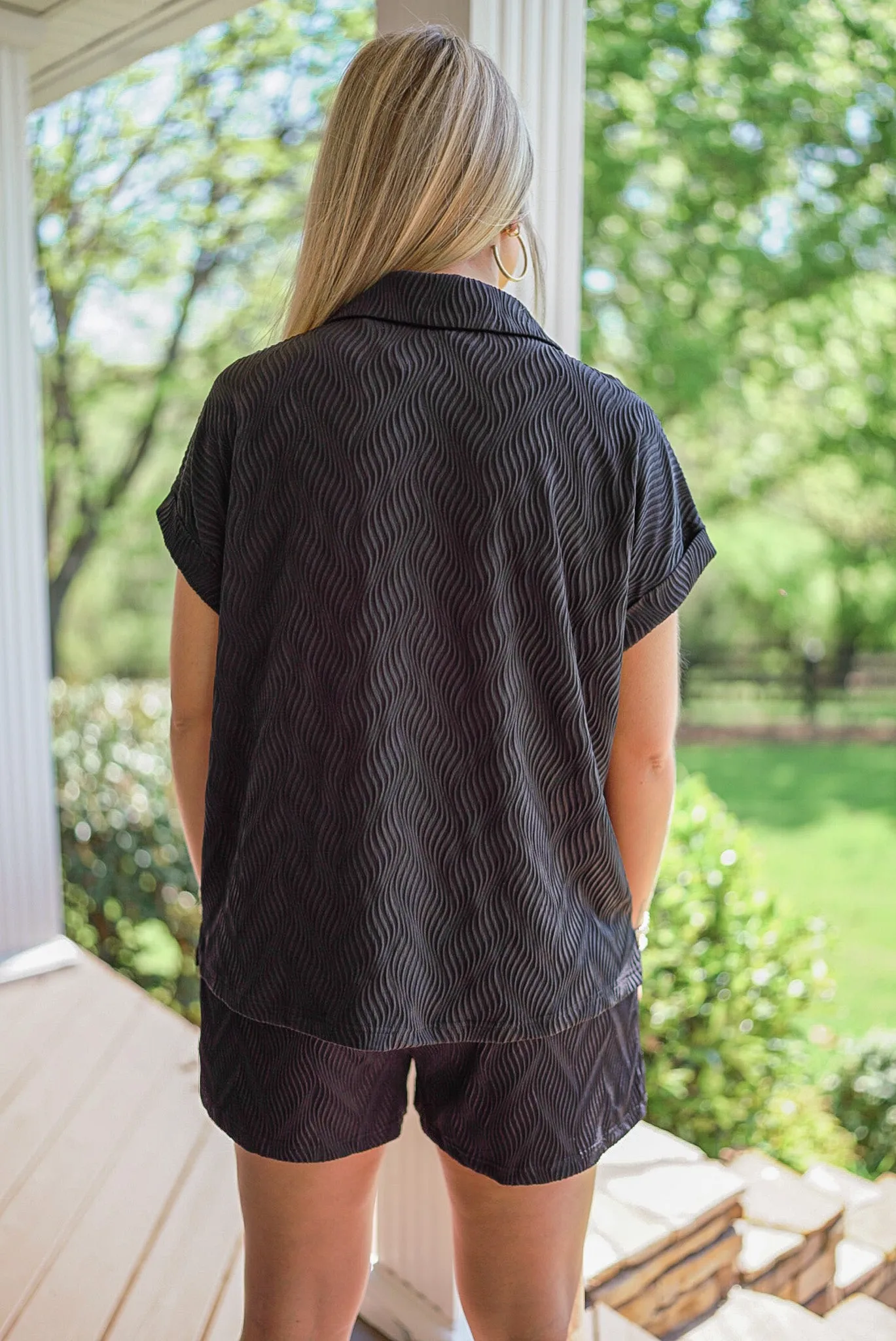 Summer Vibes Black Textured Top
