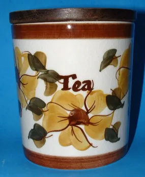 Tea Caddy Retro Ceramic And Wood England 1960s Mid Century Colors
