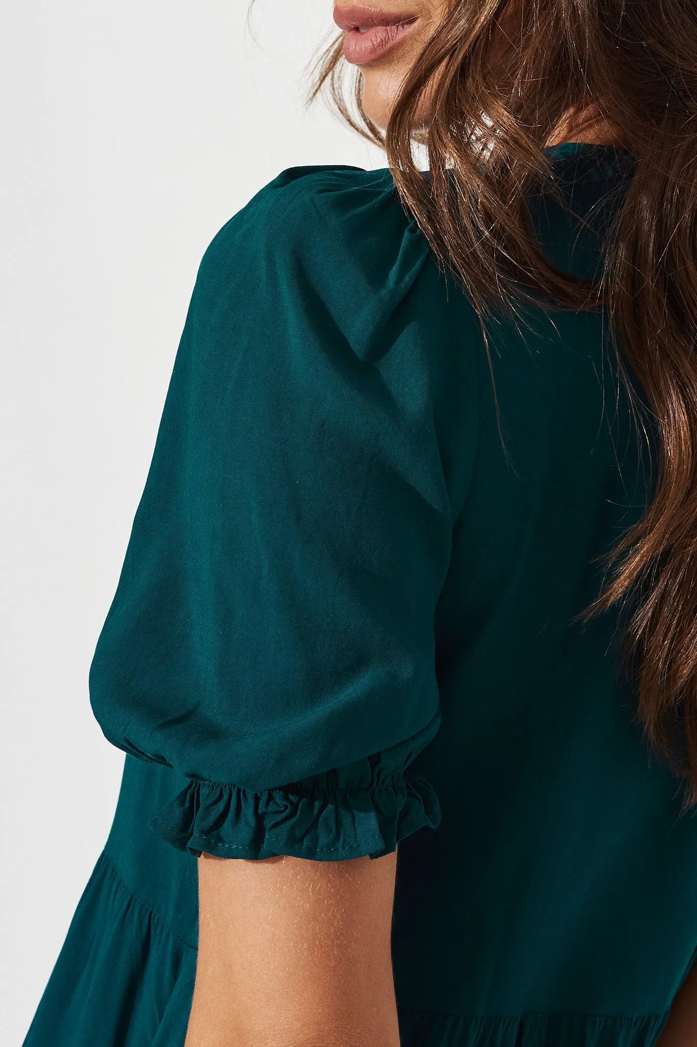 Teal Tiered Midi Dress - Stylish and Elegant