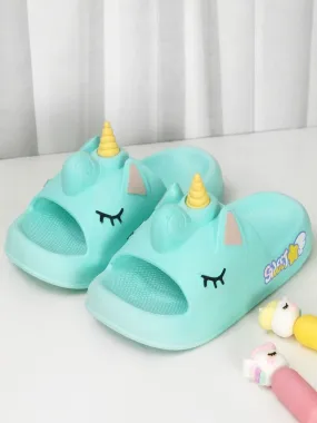 Unicorn Comfort Slides with 3D Horn for Girls