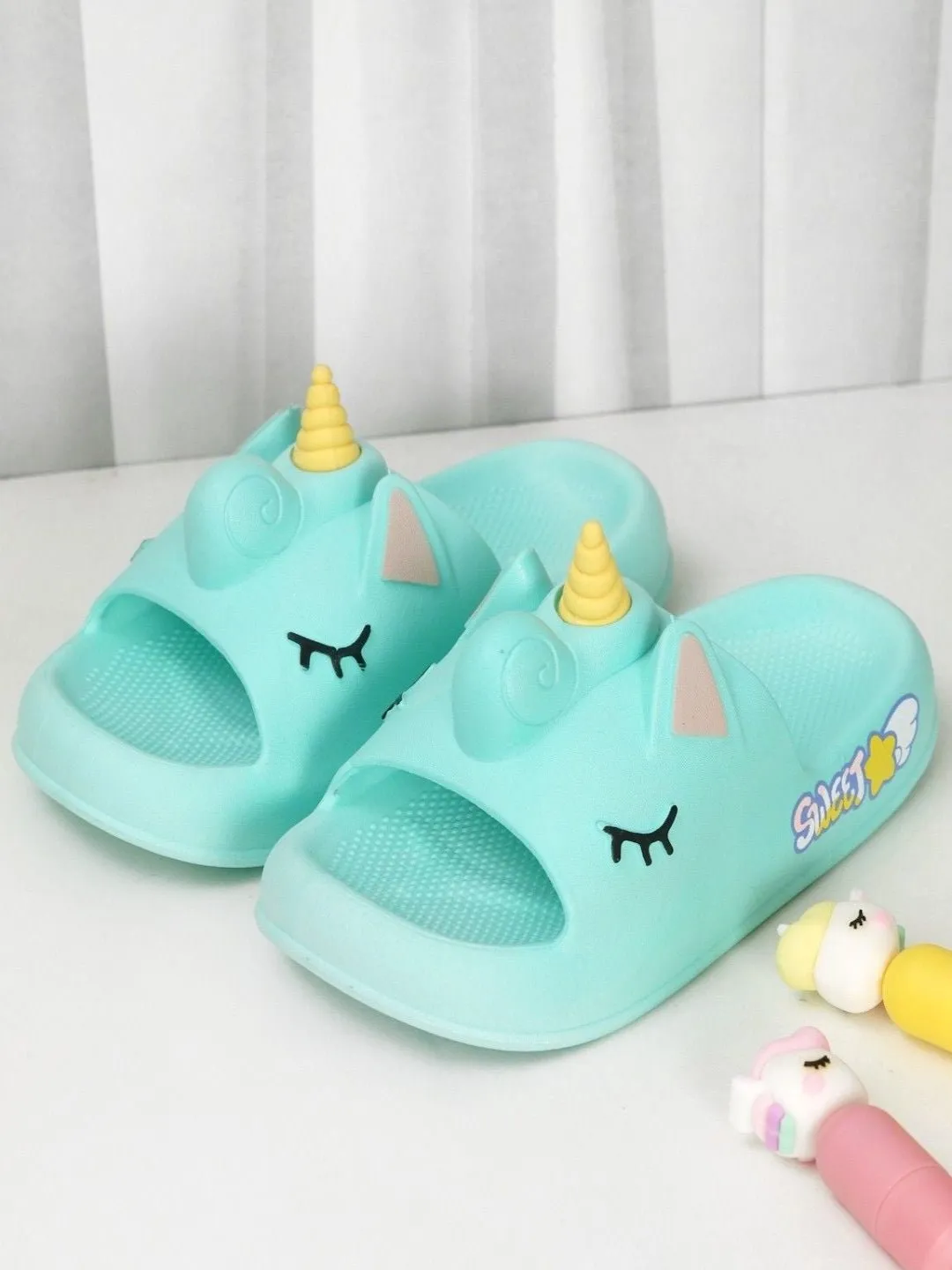 Unicorn Comfort Slides with 3D Horn for Girls