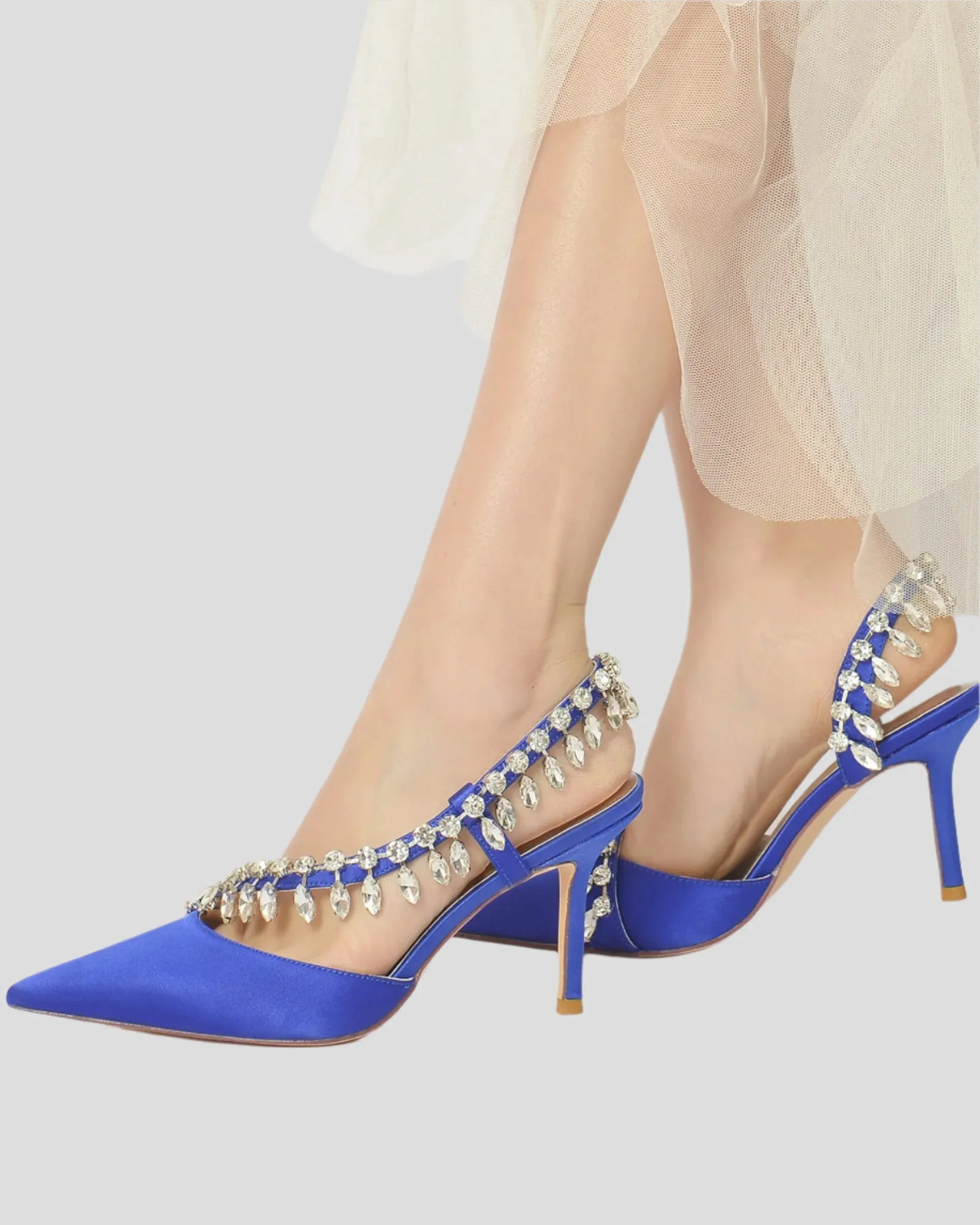 Vanida Fringe Diamond Lace Up Pumps  In Royal Blue