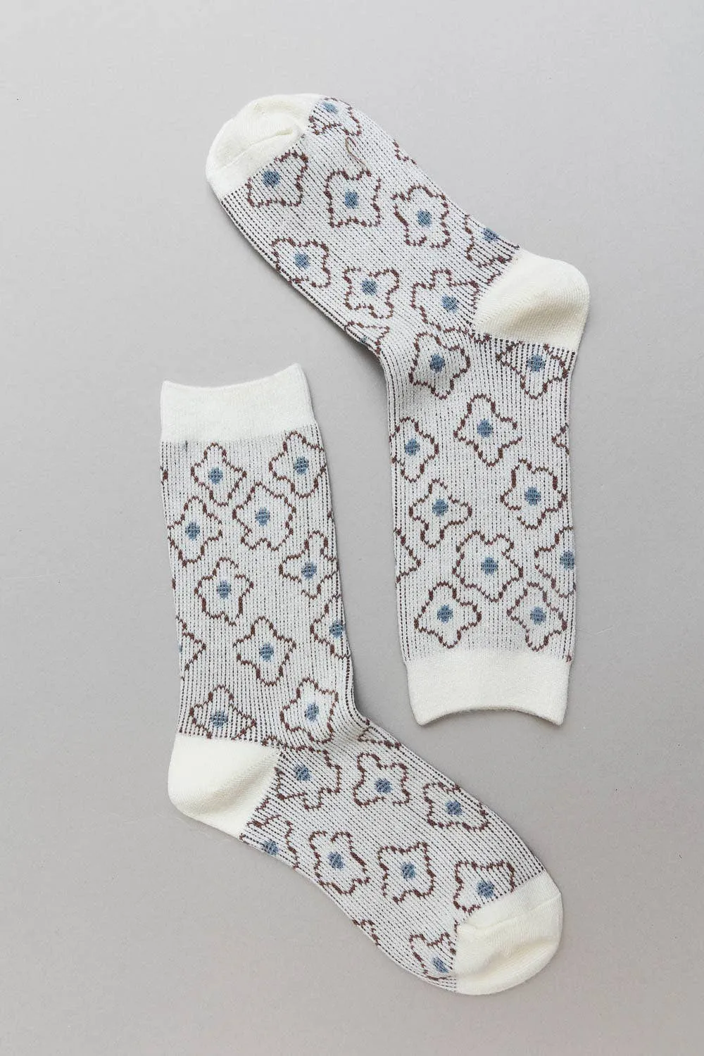 Vintage Floral Patterned Crew Socks