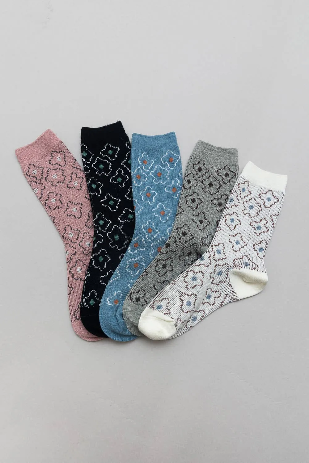 Vintage Floral Patterned Crew Socks