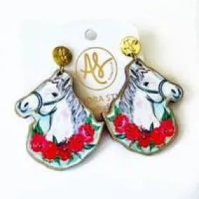 White Horse With Roses Earring