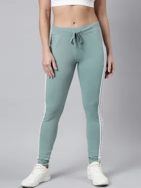 Women Solid Slim Fit Sea Green Track Pant