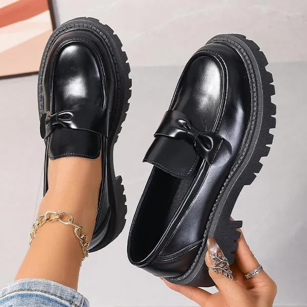 Women’s Casual Black Platform Loafers 54412616S