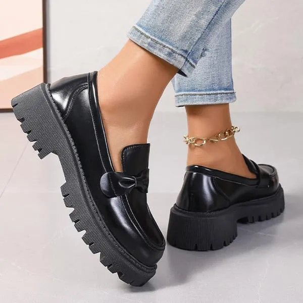 Women’s Casual Black Platform Loafers 54412616S