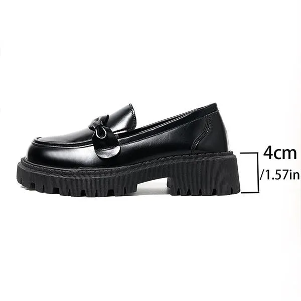 Women’s Casual Black Platform Loafers 54412616S