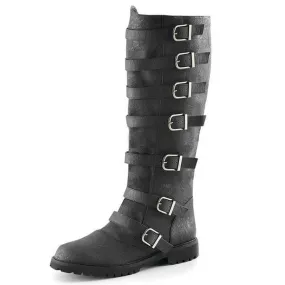 Women's knee high motorcycle boots retro medieval riding boots with buckle straps