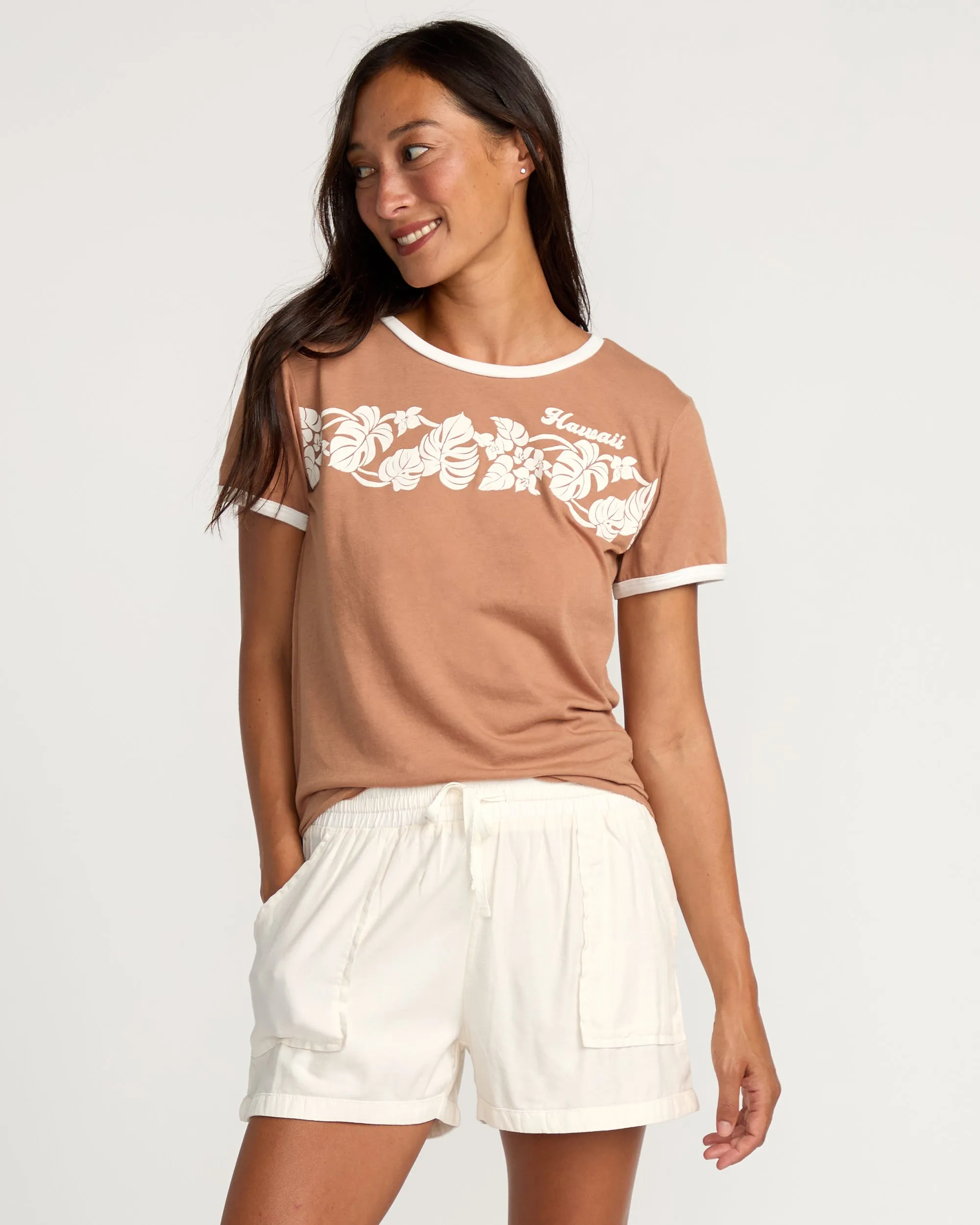 Womens Mala Ringer Short Sleeve Tee - Kona