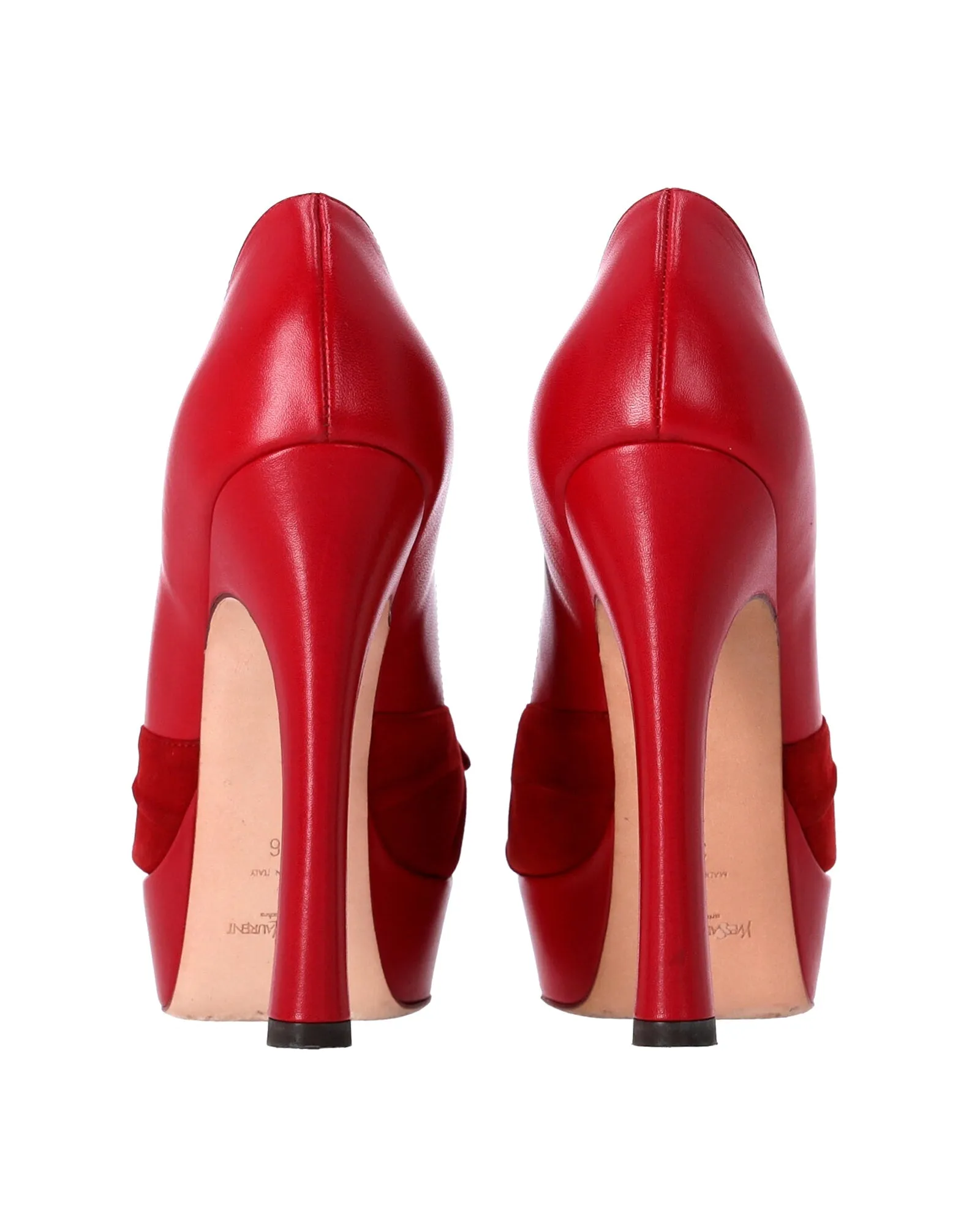 Yves Saint Laurent Palais 105 Bow Pumps in Red Leather